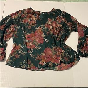 Maurices Floral Blouse - Green and Red